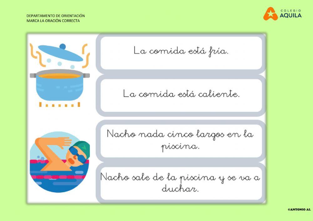 Marca la frase correcta