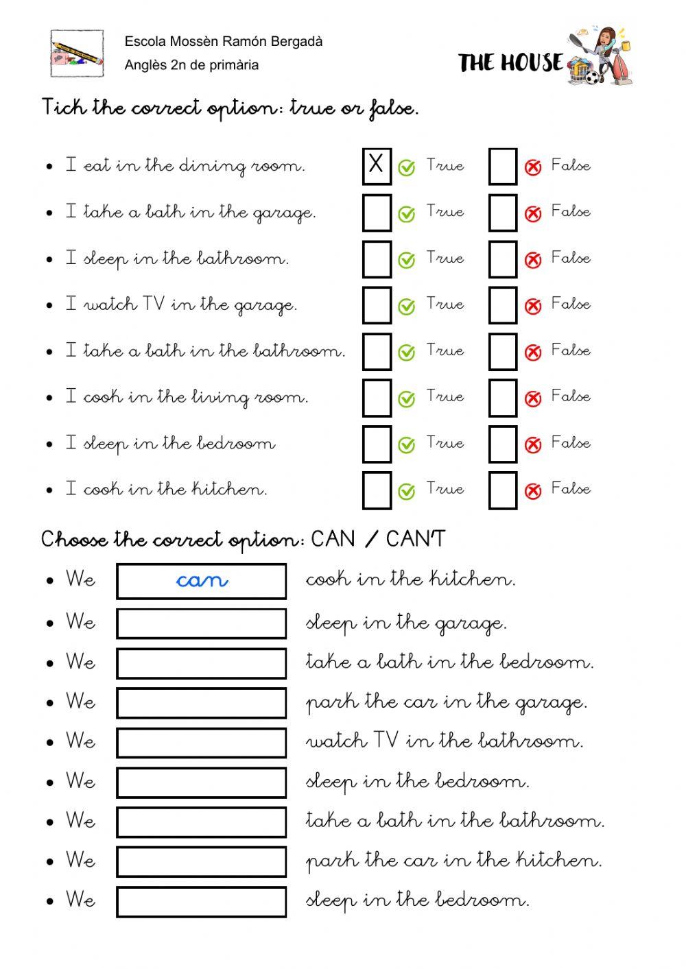 Parts of the house and actions Parts of the house and actions