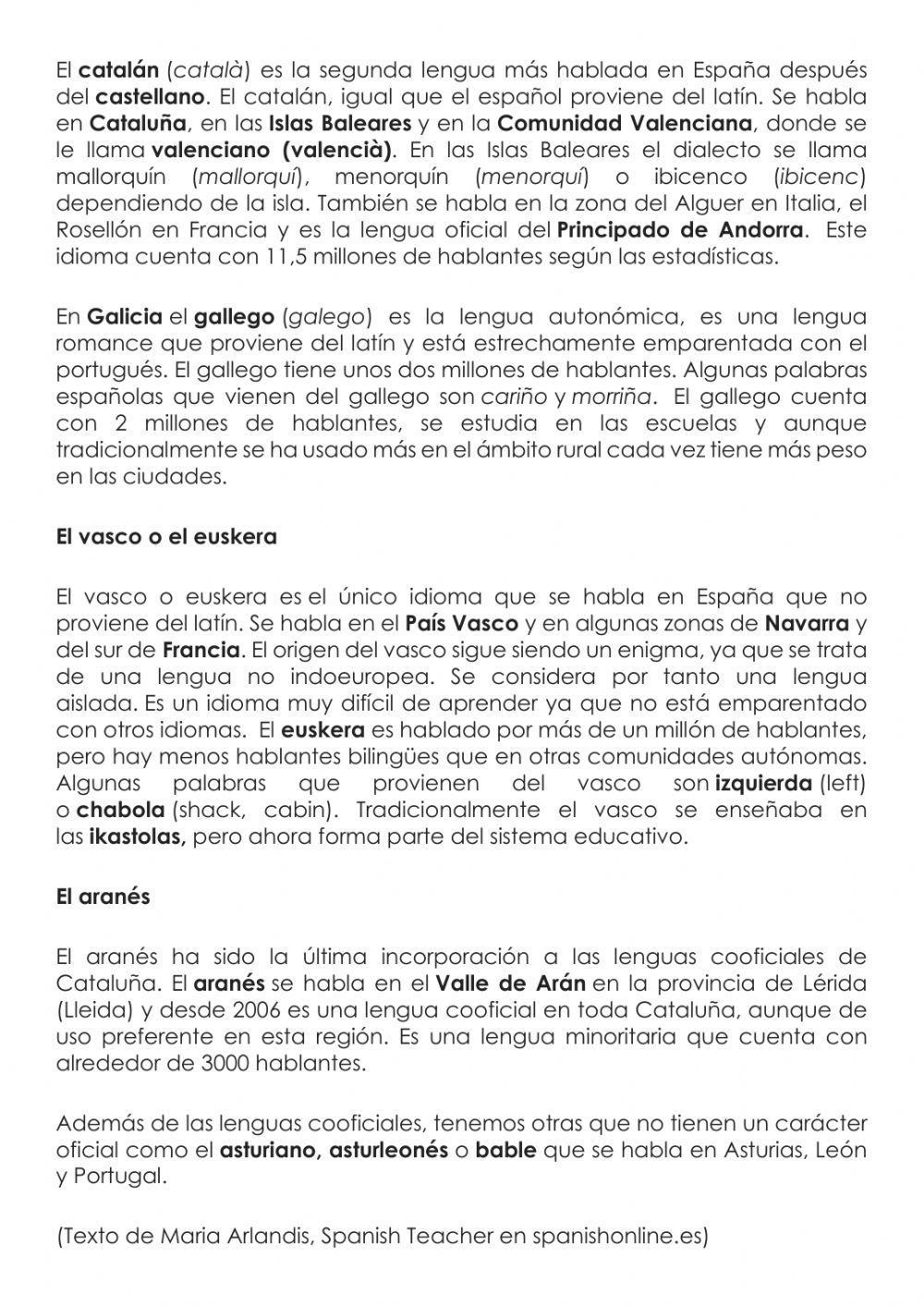 LENGUAS COOFICIALES DE ESPAÑA