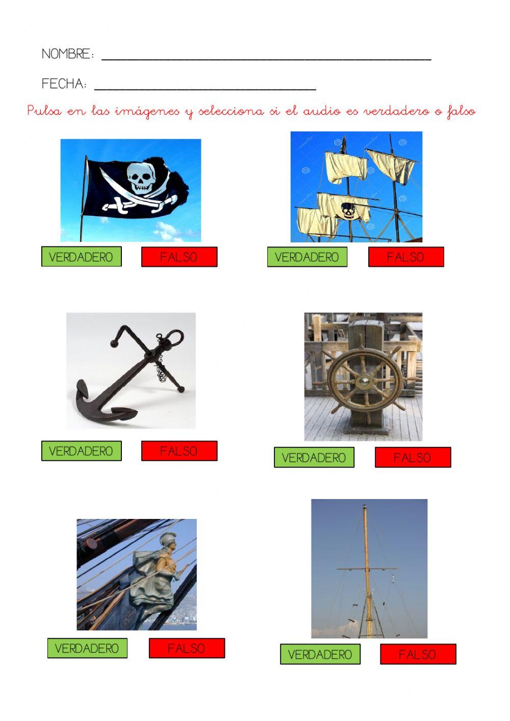 Audios partes de un barco pirata