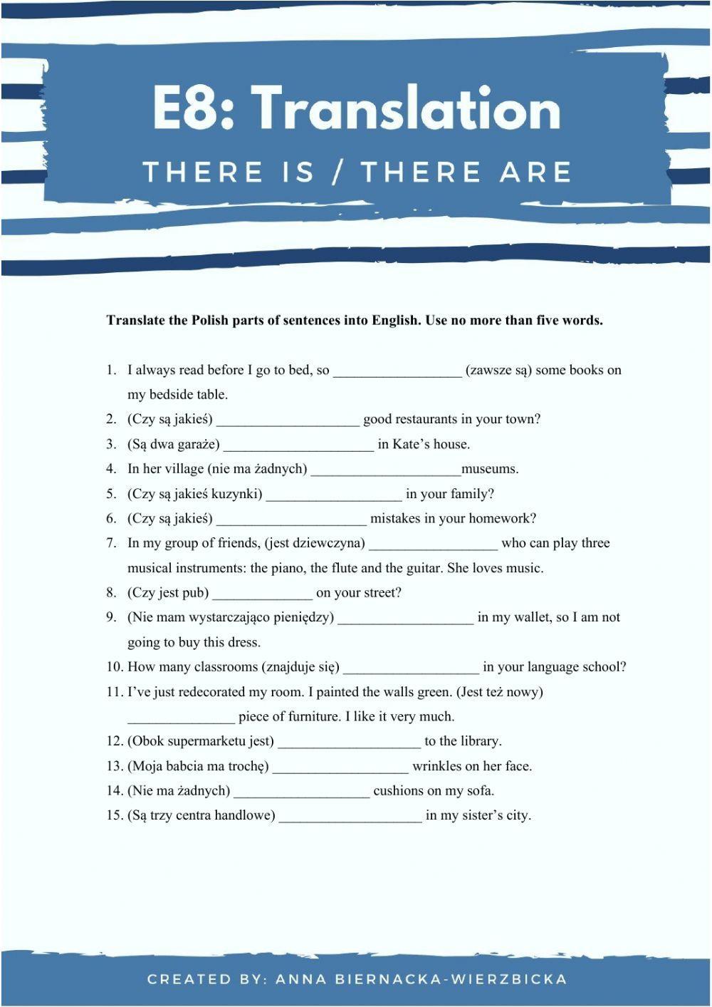 E8 there is there are - translate