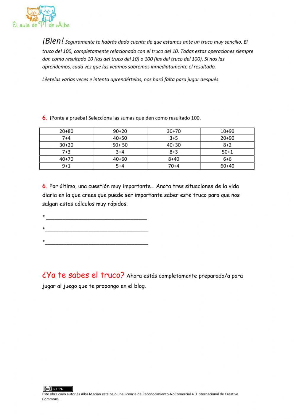 El truco del 100