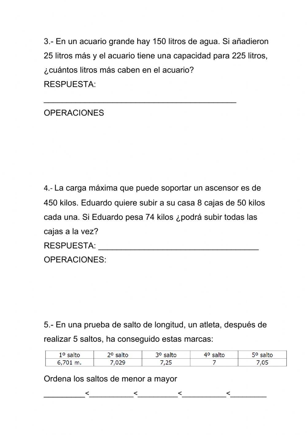 Problemas matemáticas