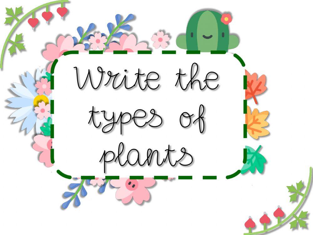 Types of plants words
