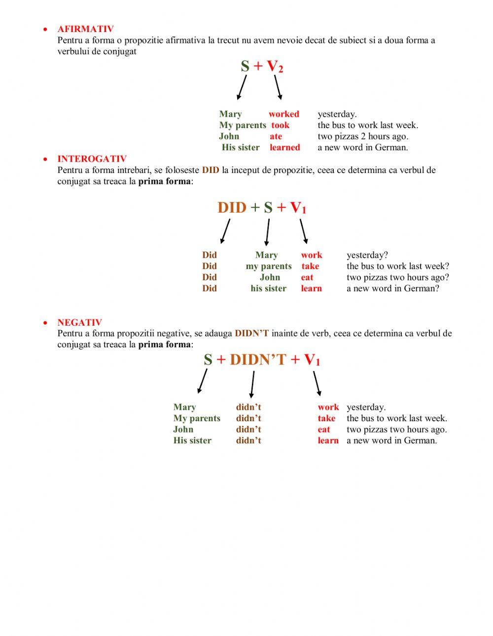Past simple theory and exercises