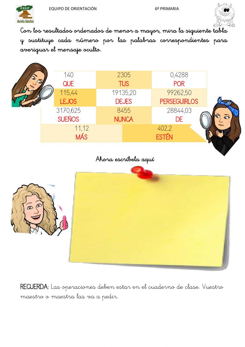 Emoaurelio. Operaciones. 6º PRIMARIA