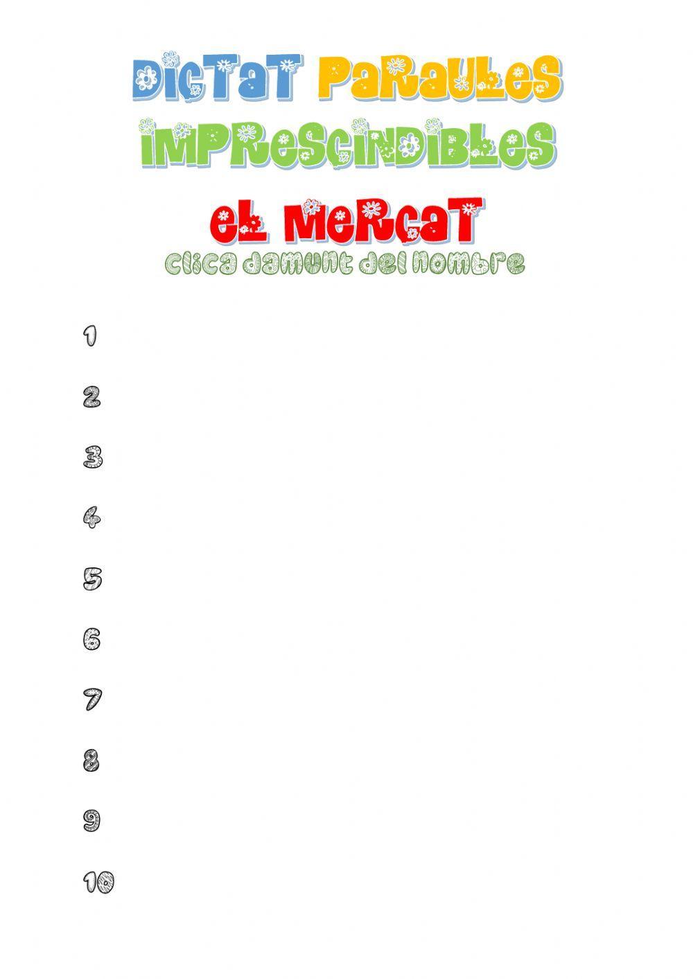 Dictat paraules imprescindibles el mercat