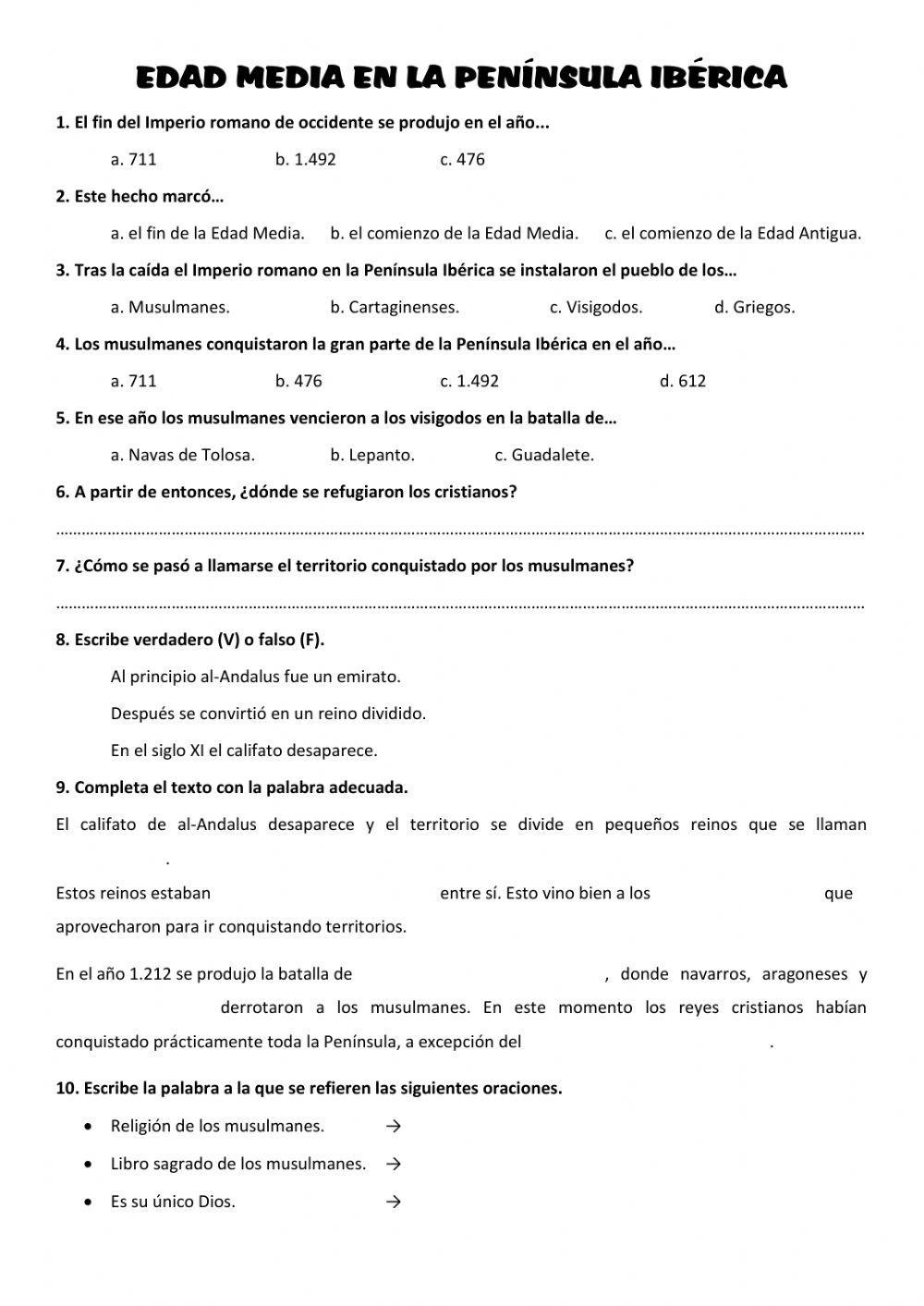 Edad media en la península ibérica