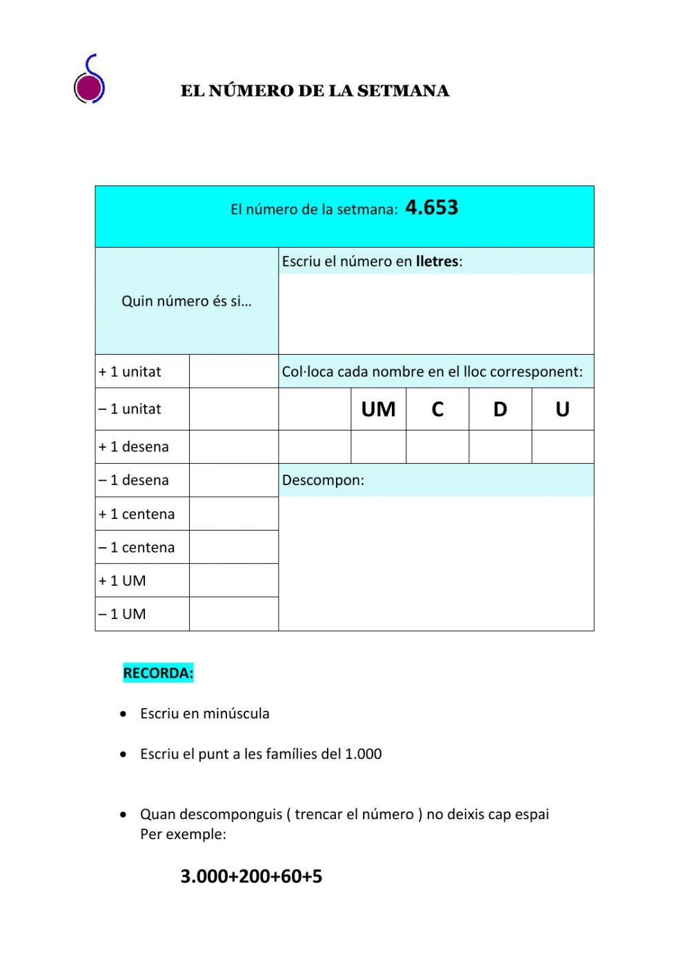 El numero de la setmana