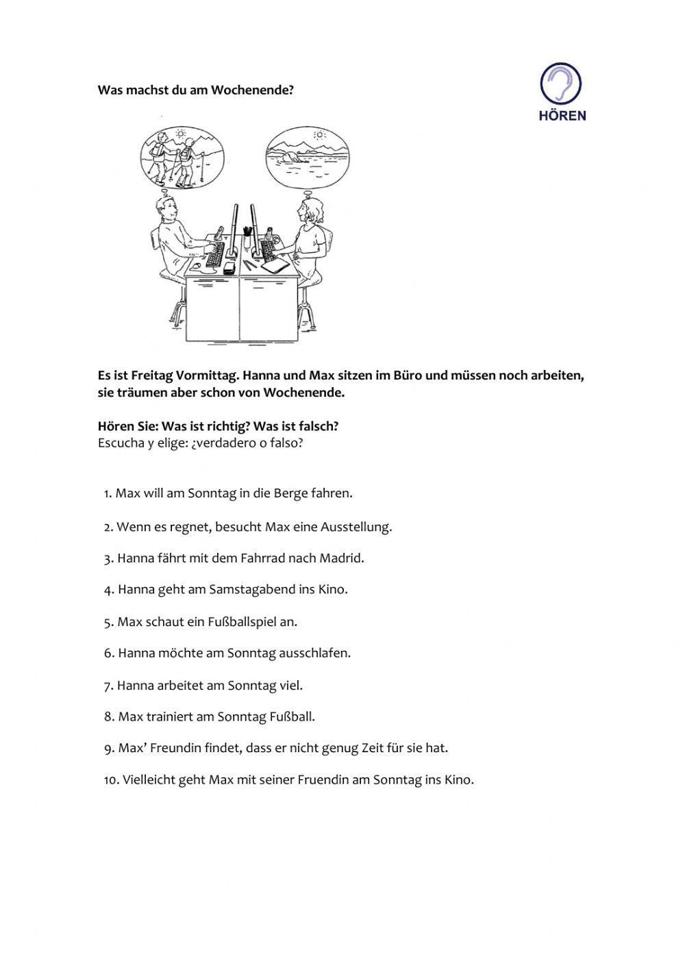Hörverstehen. Am Wochenende.
