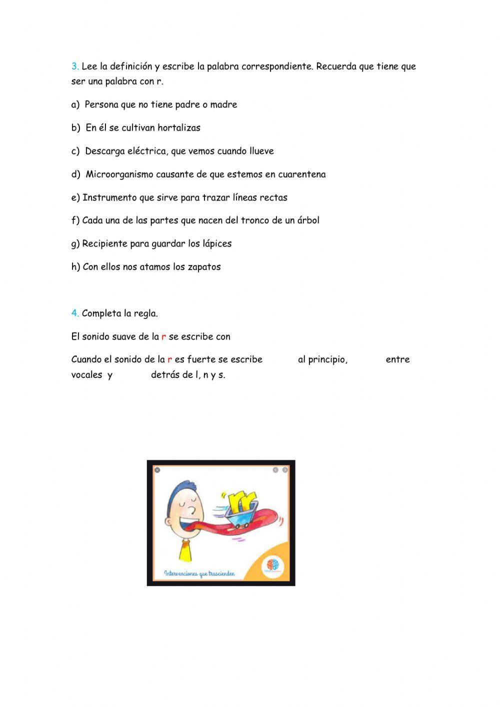 Palabras con r fuerte y r suave