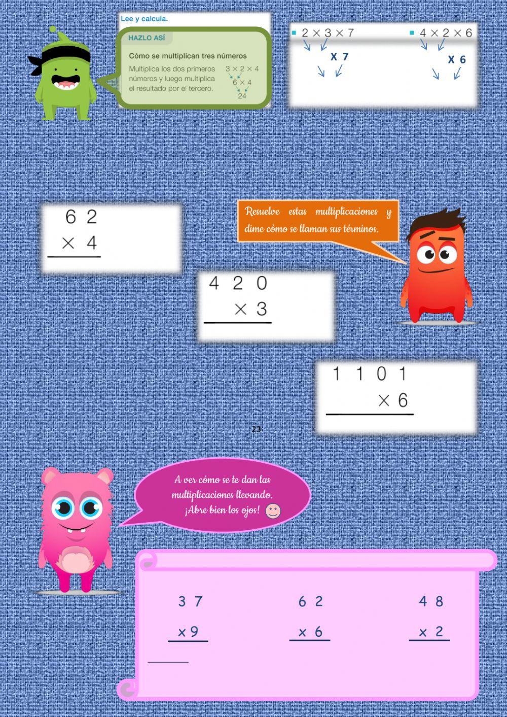 Multiplicaciones: sin llevar y llevando