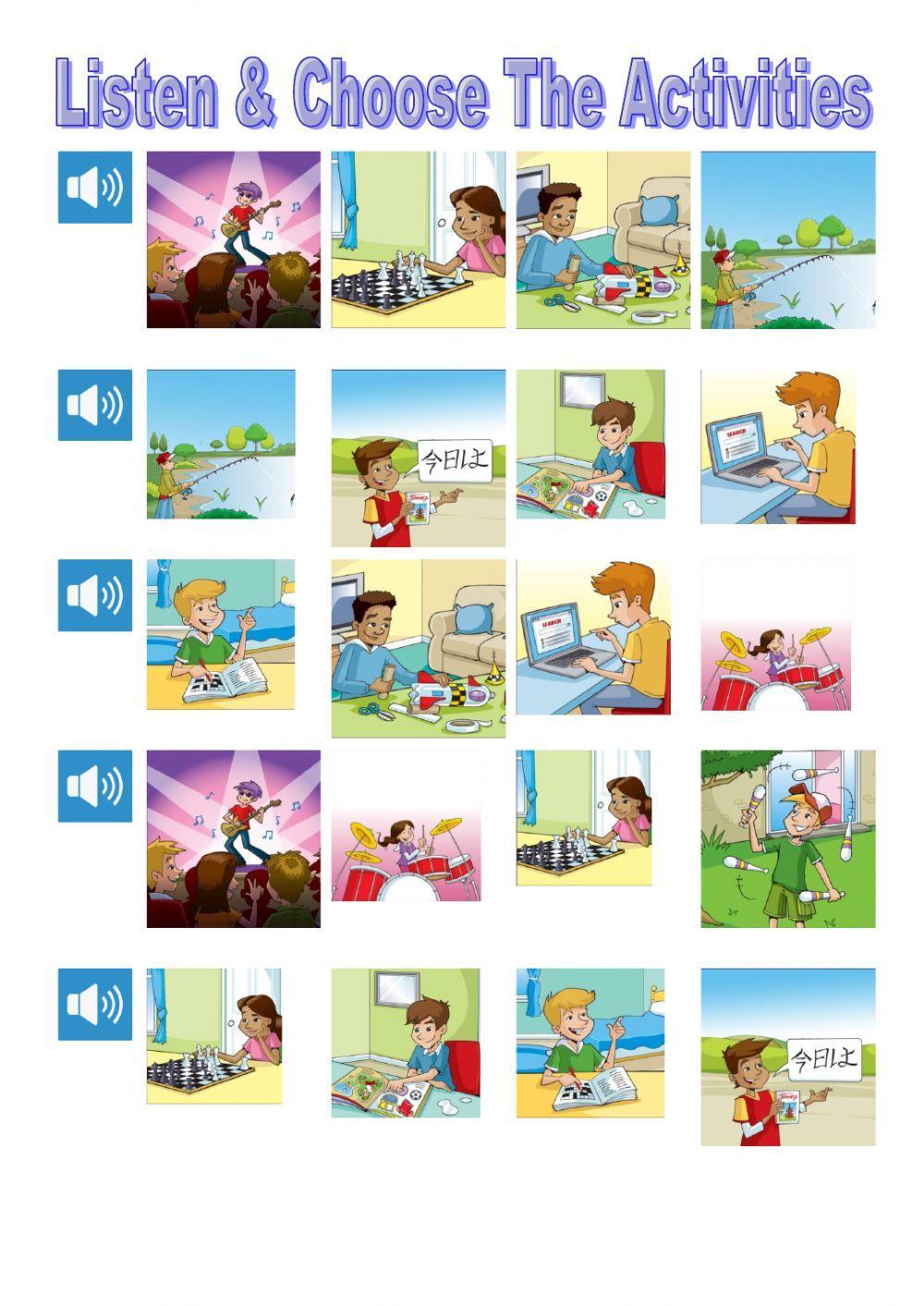 Listen and choose free time activities tiger 6