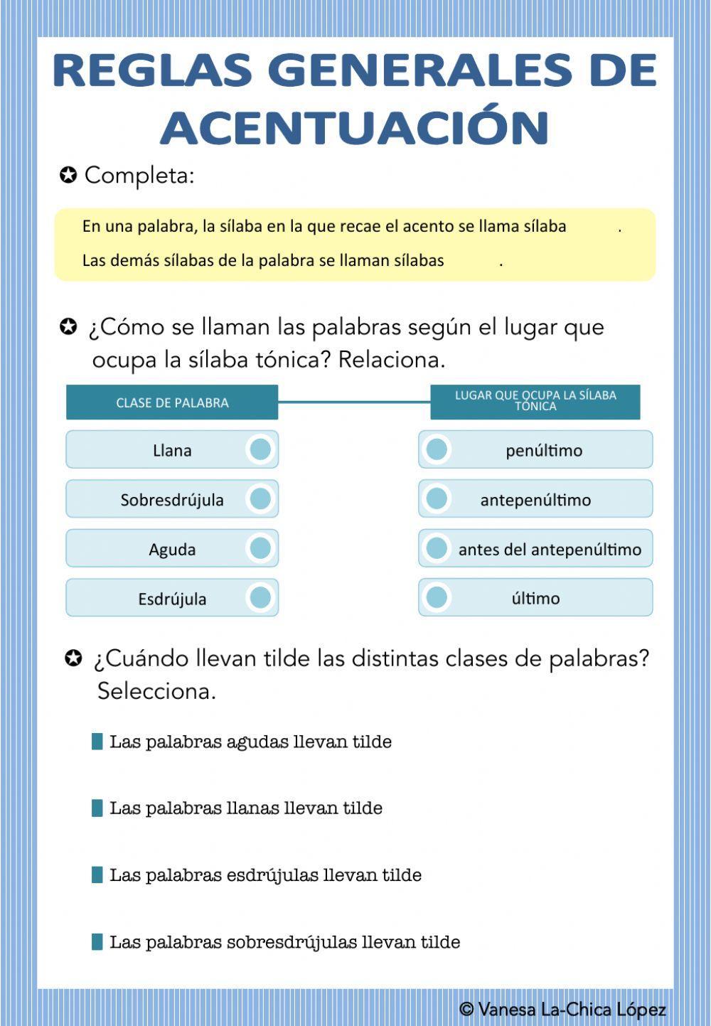 Reglas generales de acentuación Reglas generales de acentuación