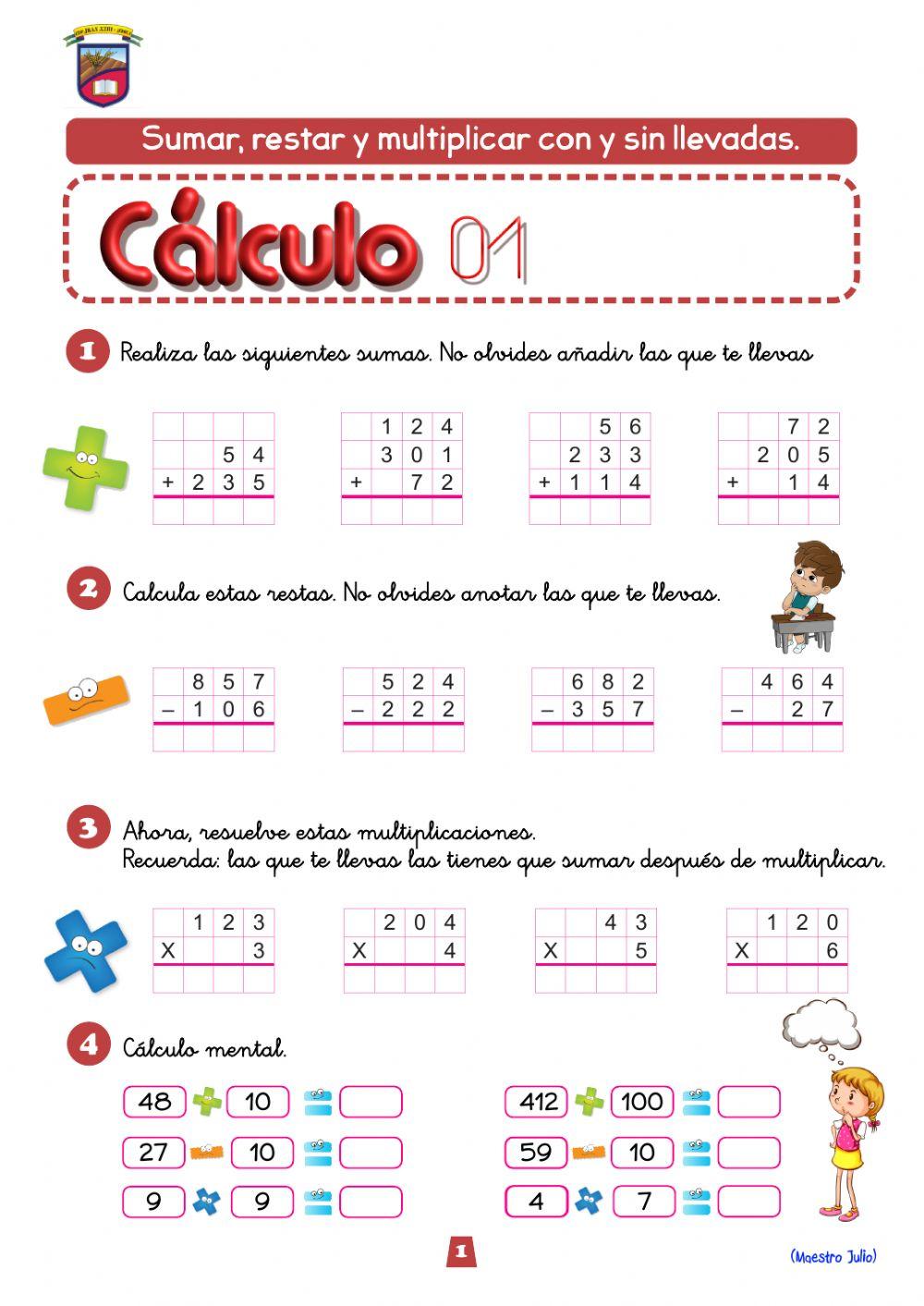 Sumas, restas y multiplicaciones