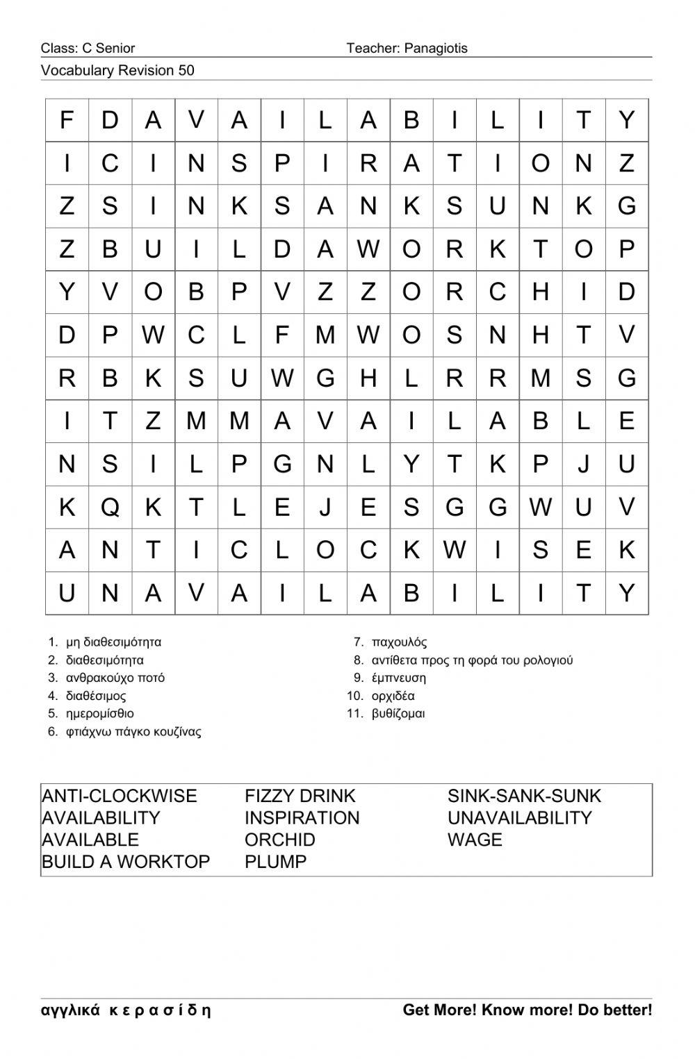 Csenior Wordsearch 50