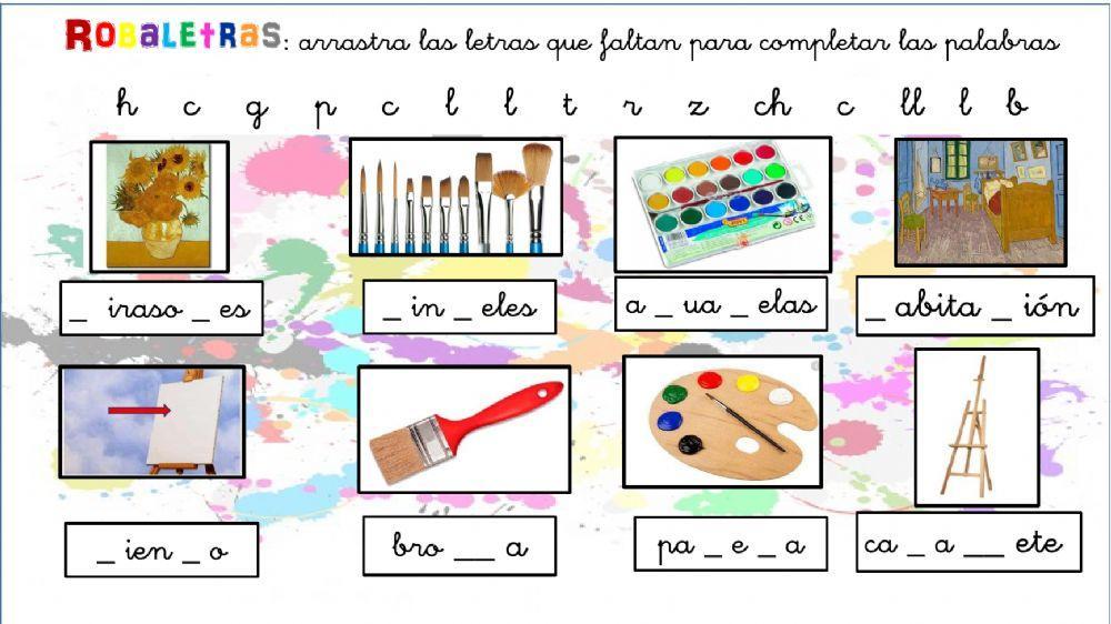 Completa las palabras arrastrando las letras que faltan