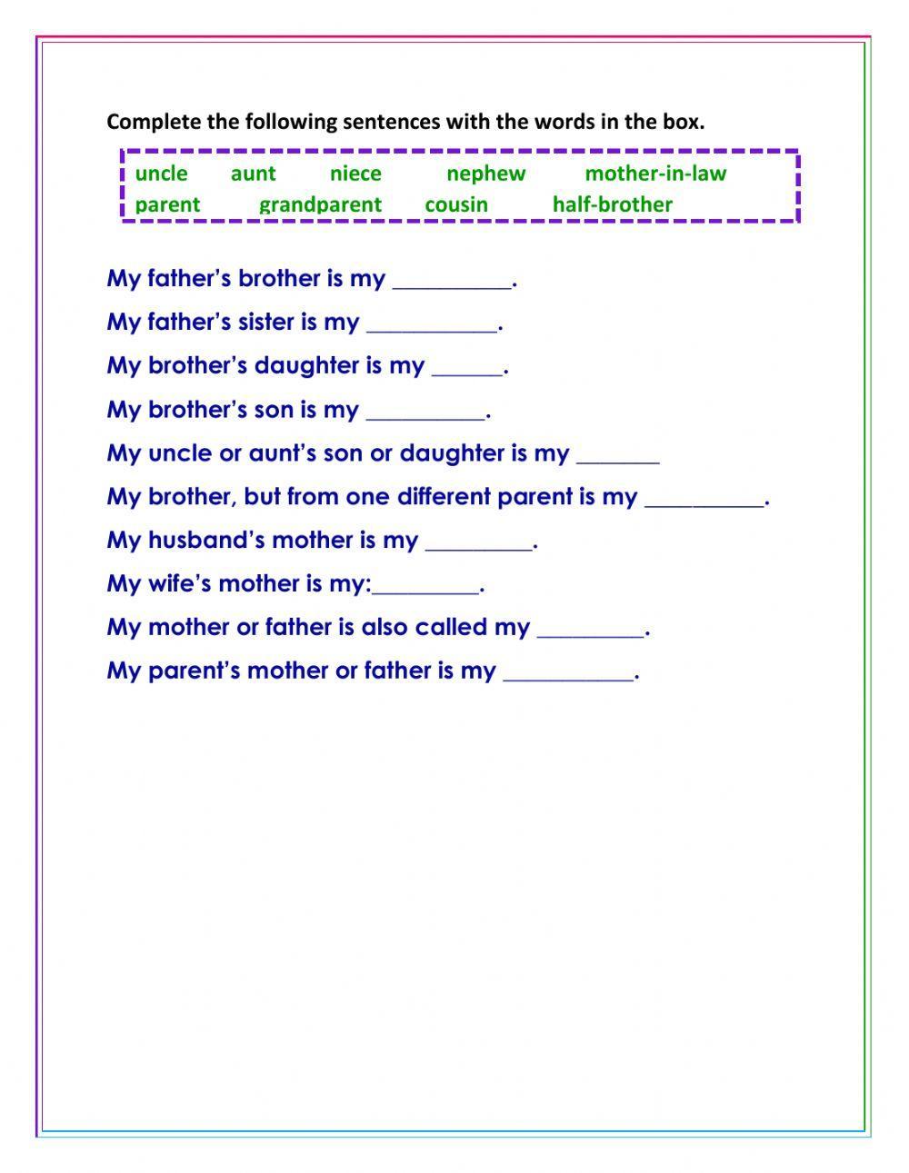 Family members -relationship