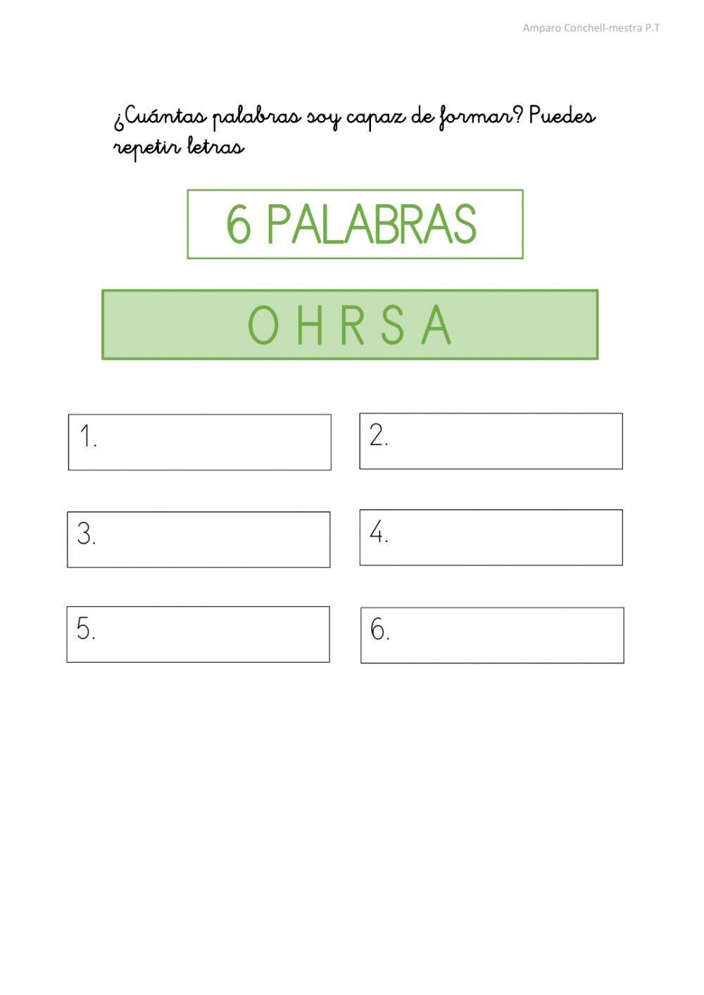 Formas palabras Formas palabras