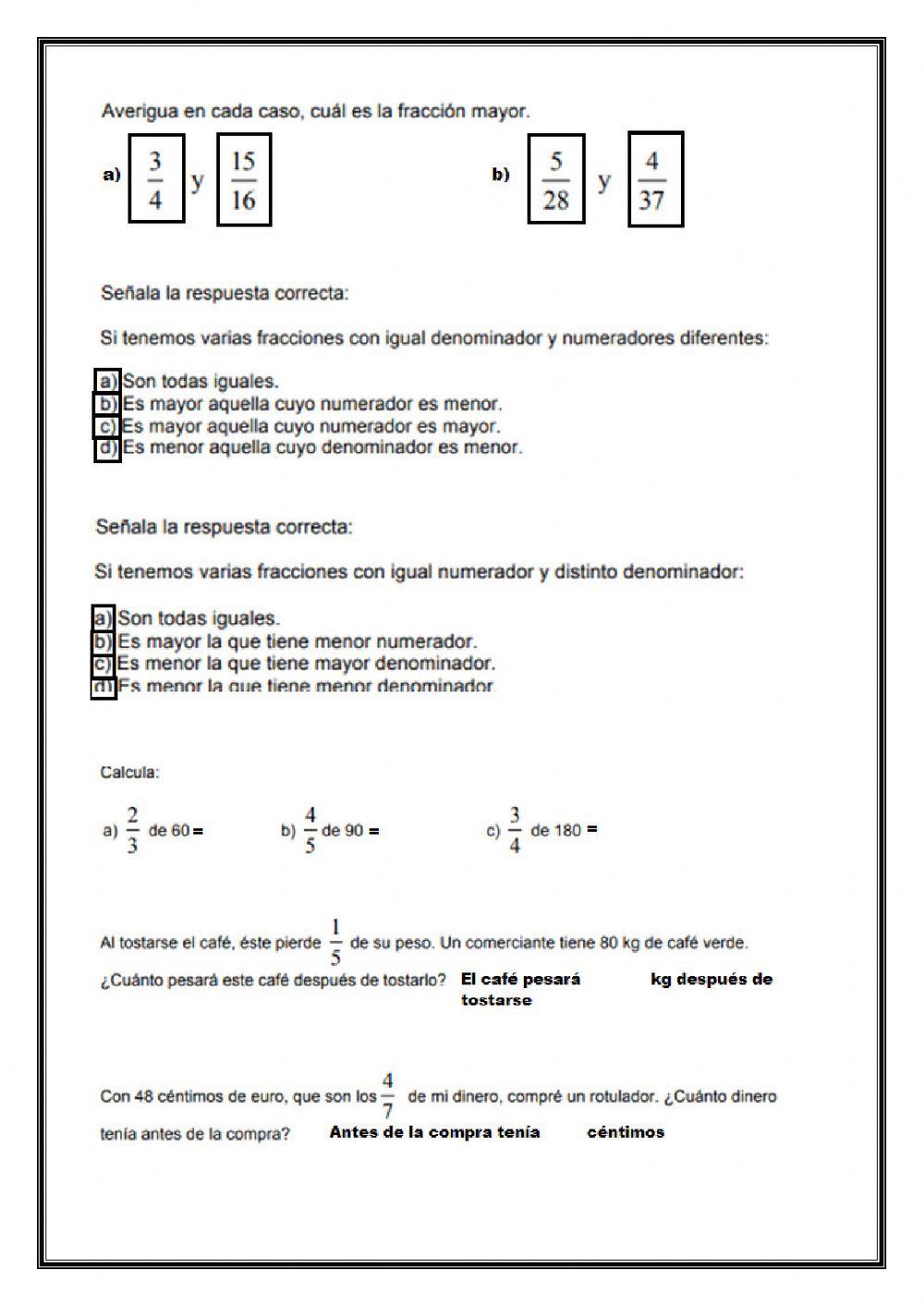 AMP-Fracciones. Pendientes 1ºESO
