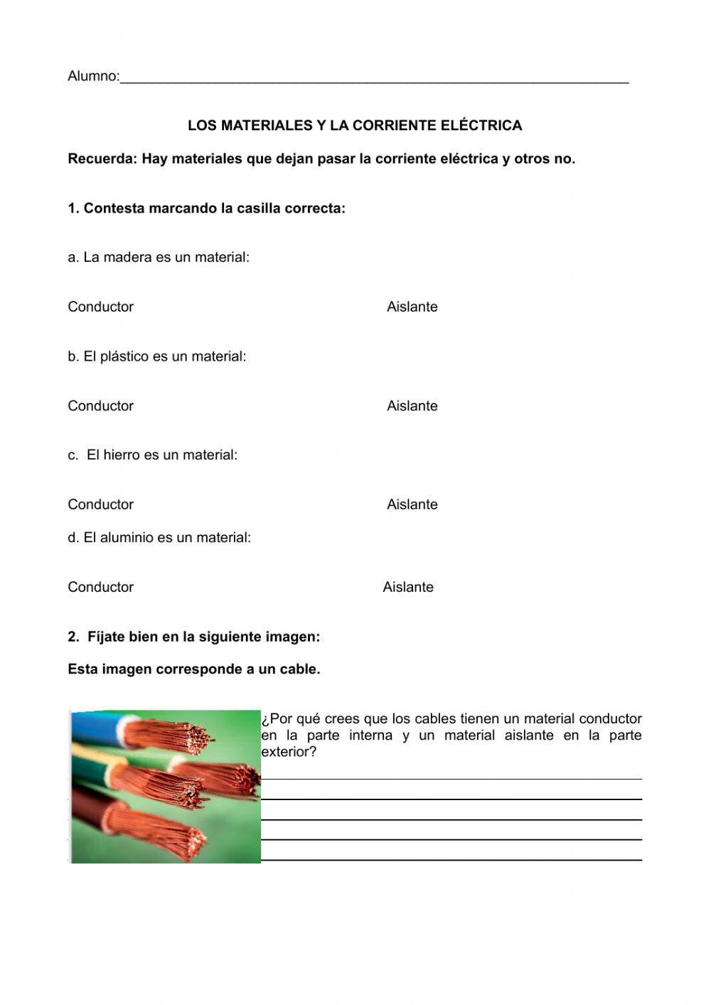 Los materiales y la corriente eléctrica