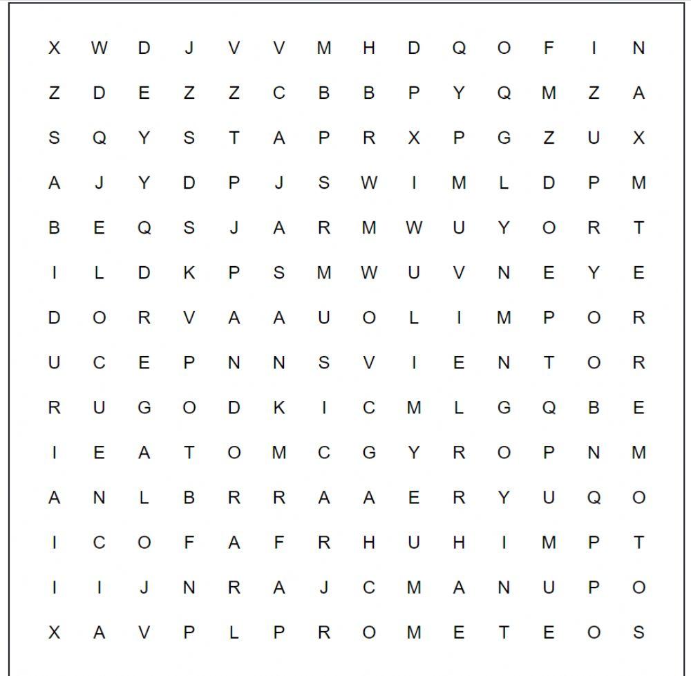 Sopa de letras mito Pandora