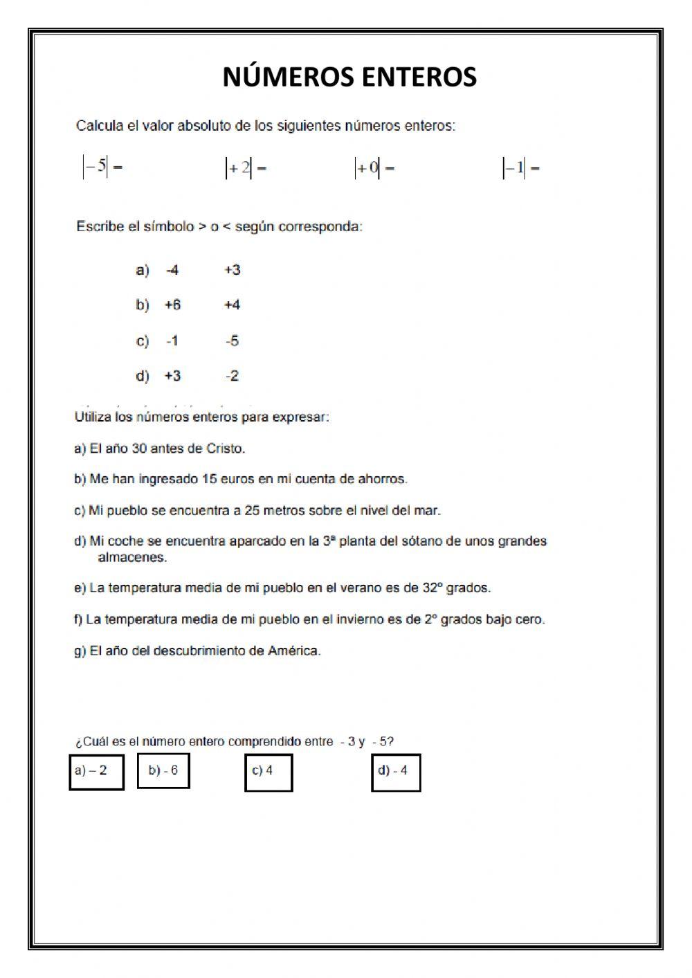 AMP-Números enteros. Pendientes 1ºESO