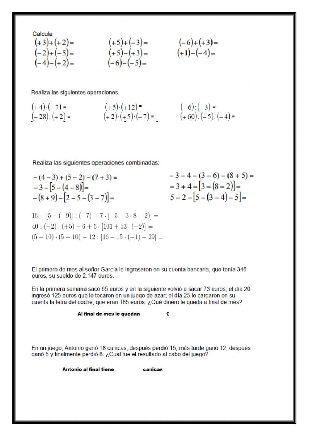 AMP-Números enteros. Pendientes 1ºESO