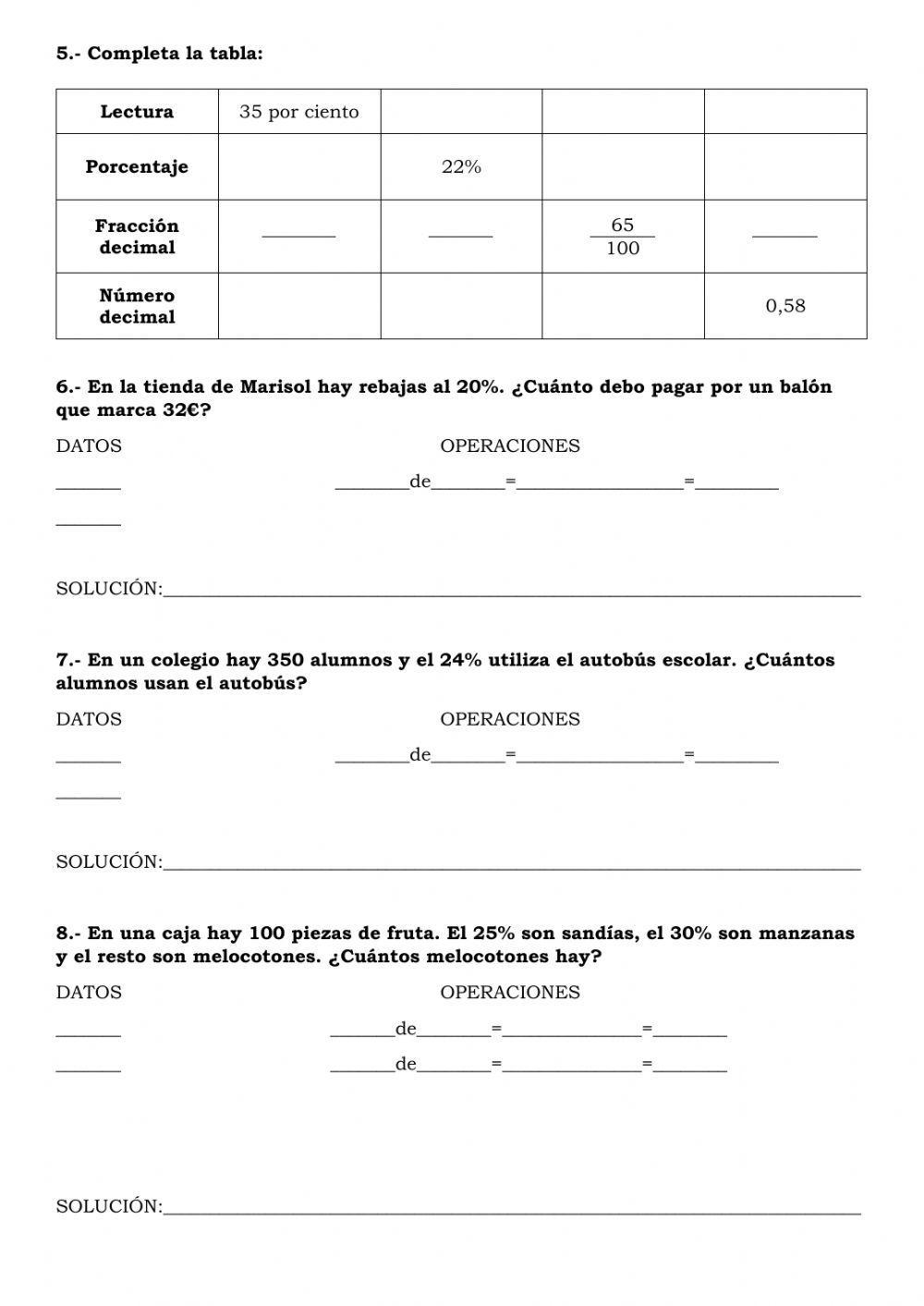 Control de matemáticas