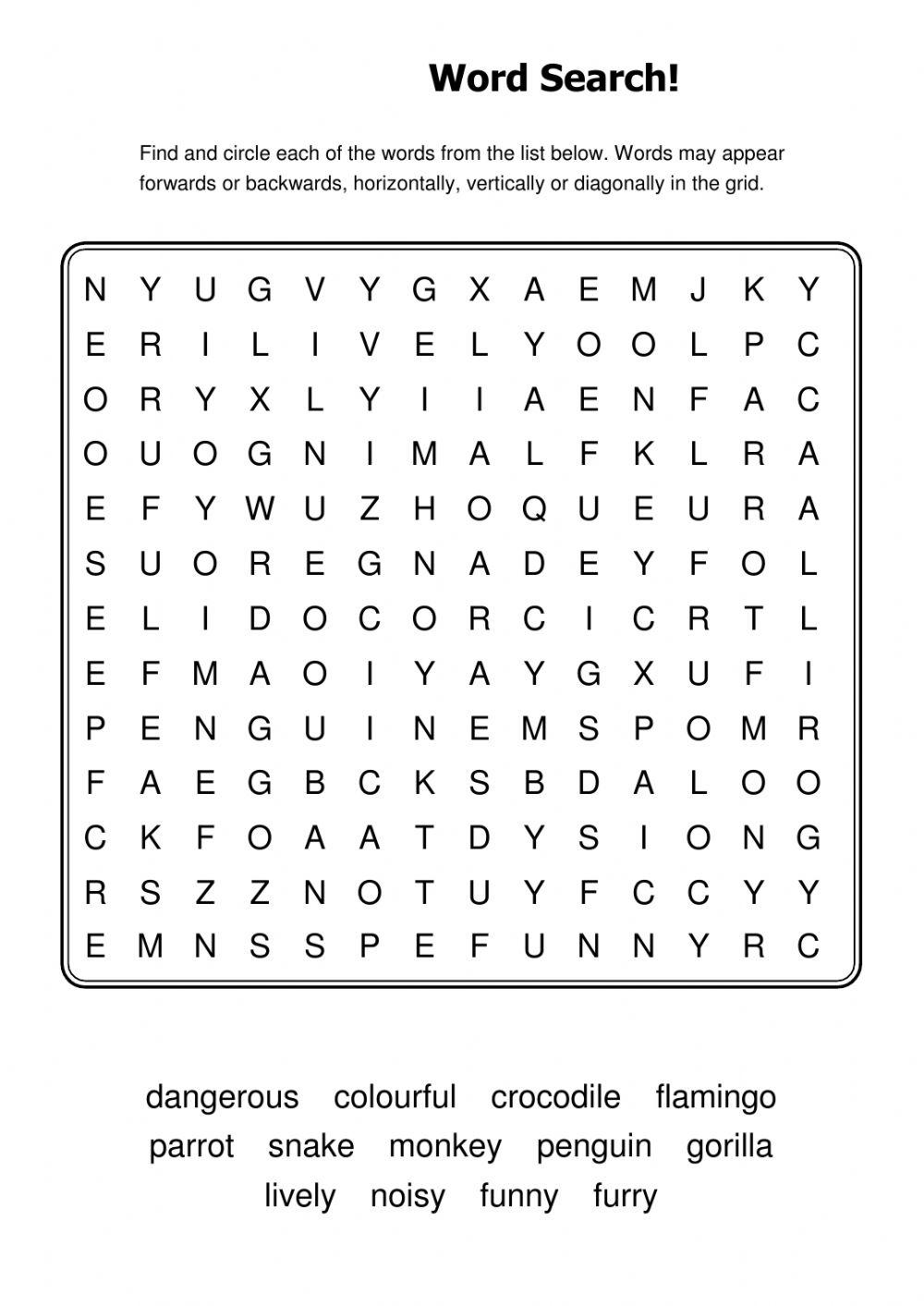 Animals and adjectives