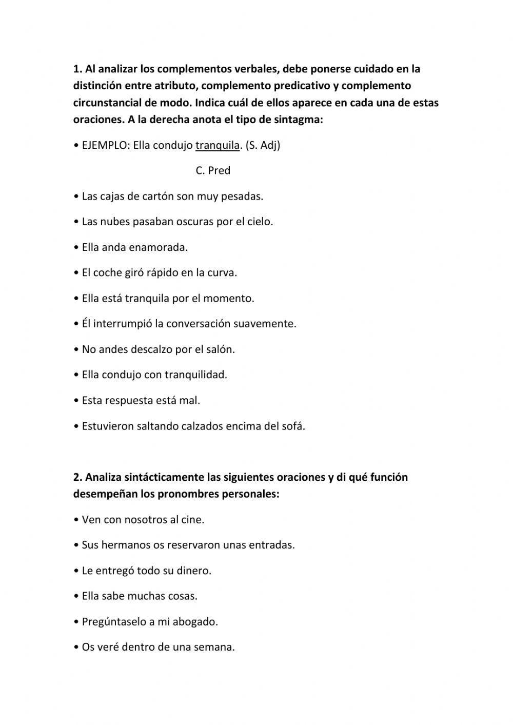 Repaso de CD,CI,ATR, C.PRED,CCM