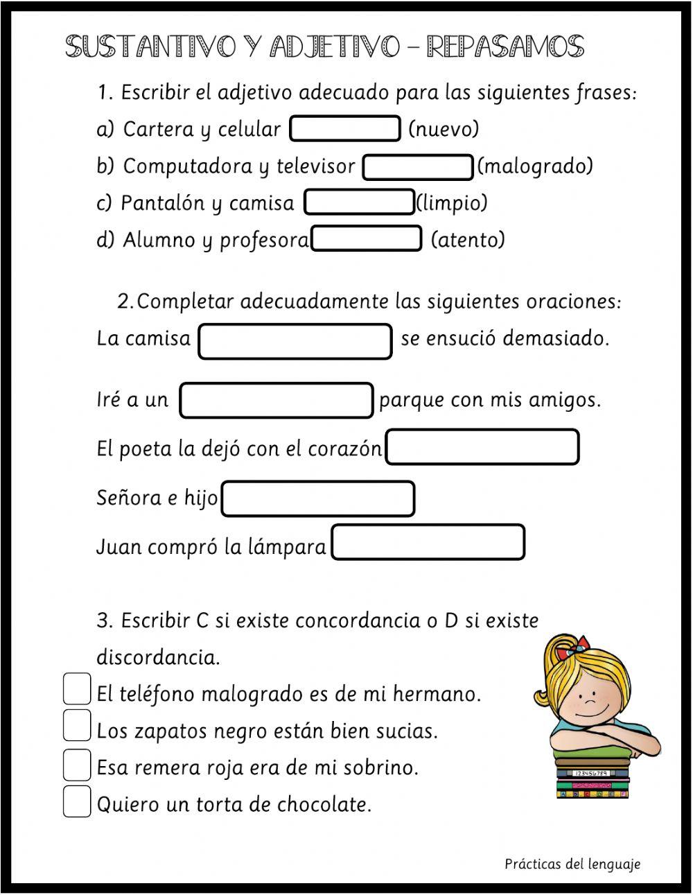 Sustantivos y adjetivos - Repasos