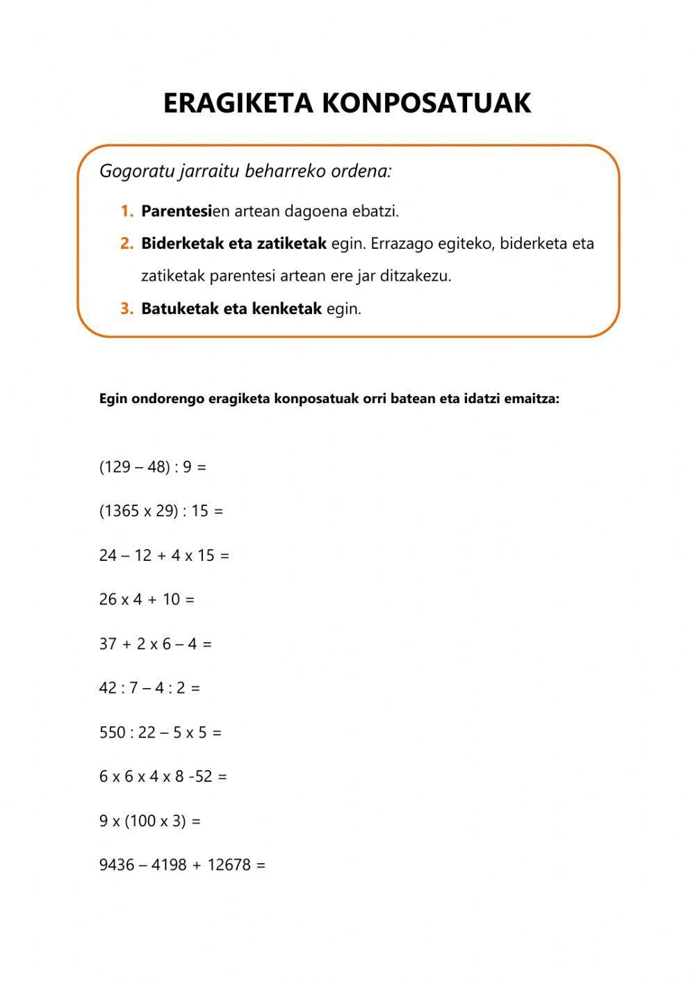 Eragiketa konposatuak