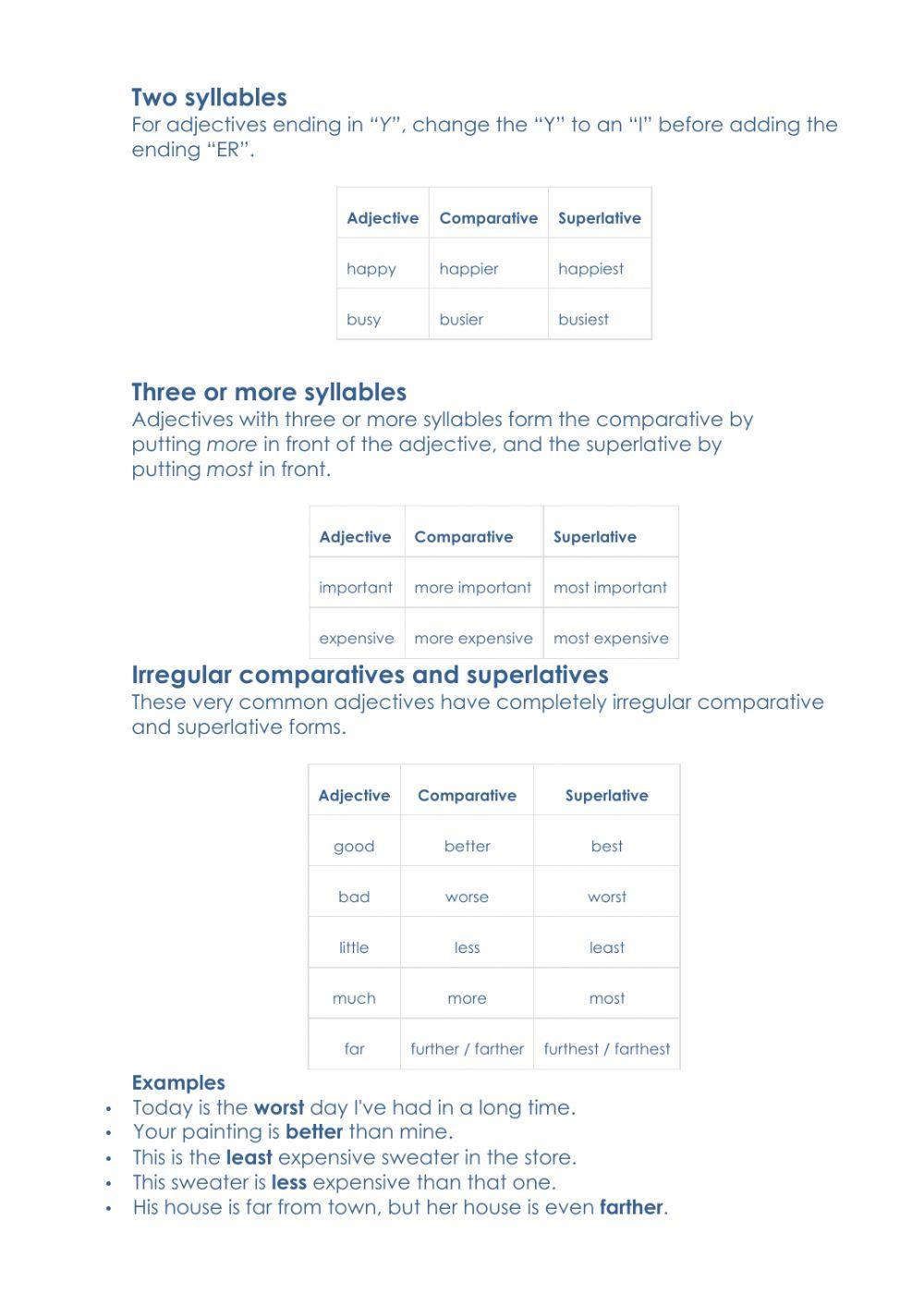 Comparative and Superlative Adjective