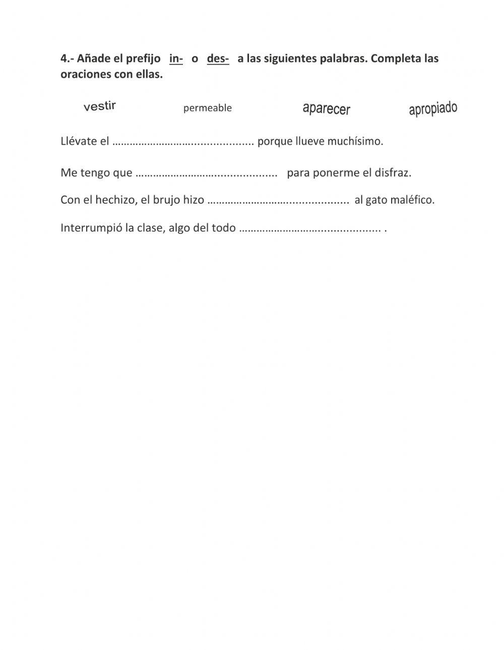 Control de Lengua de la Unidad 5 (3º)