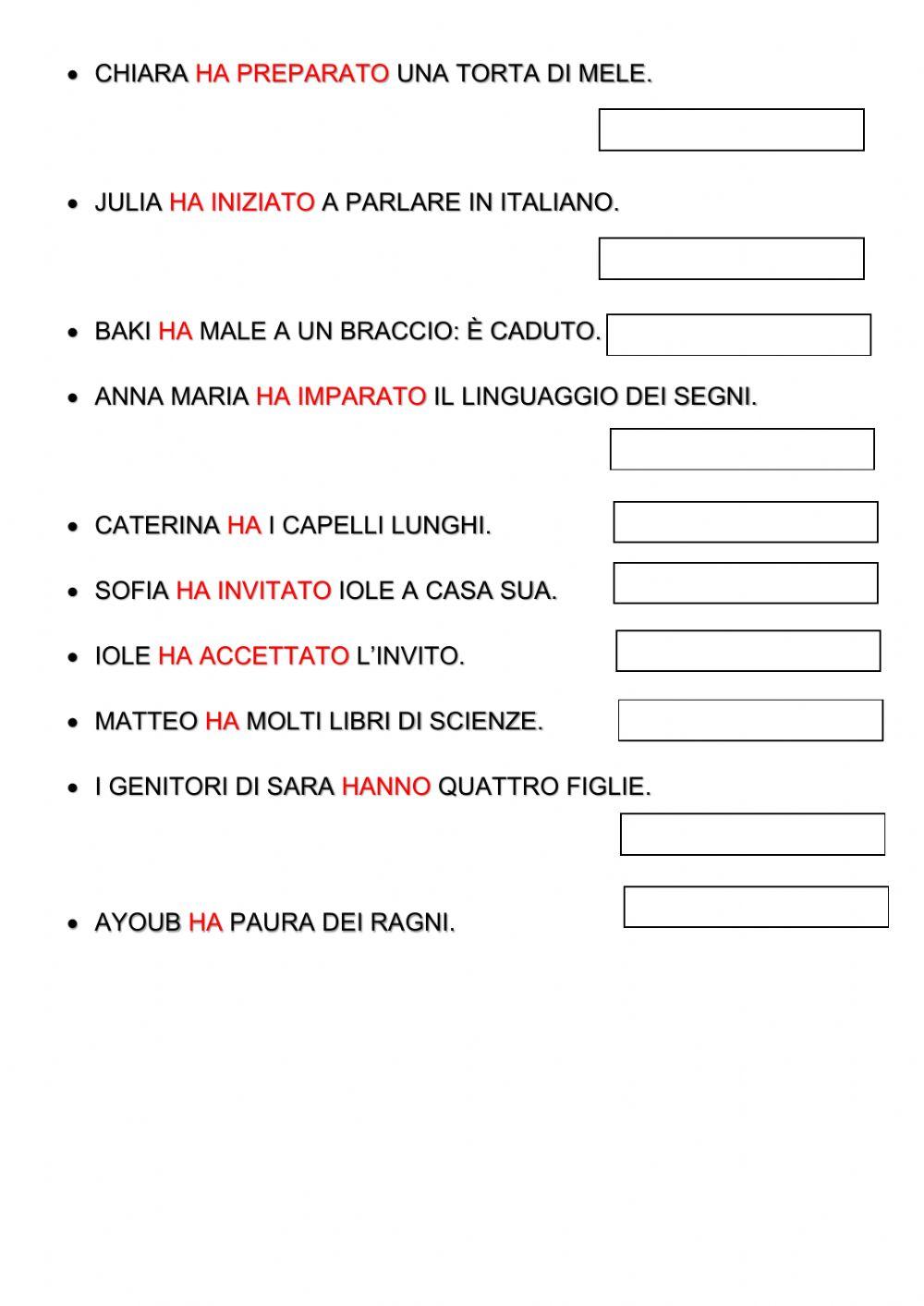 Verbo avere: significati