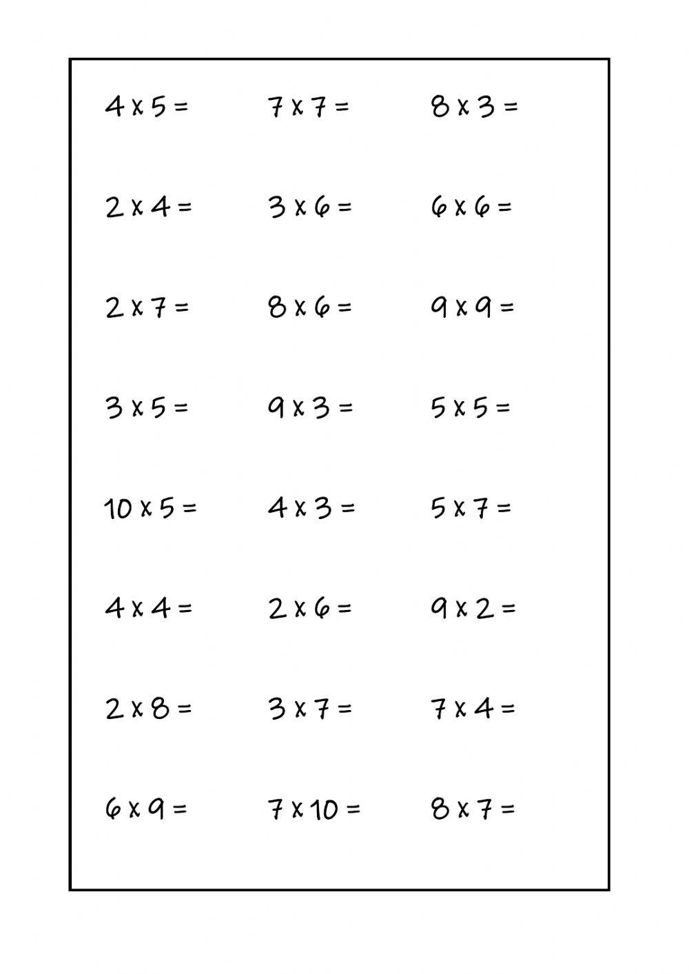 Tablas de multiplicar 1
