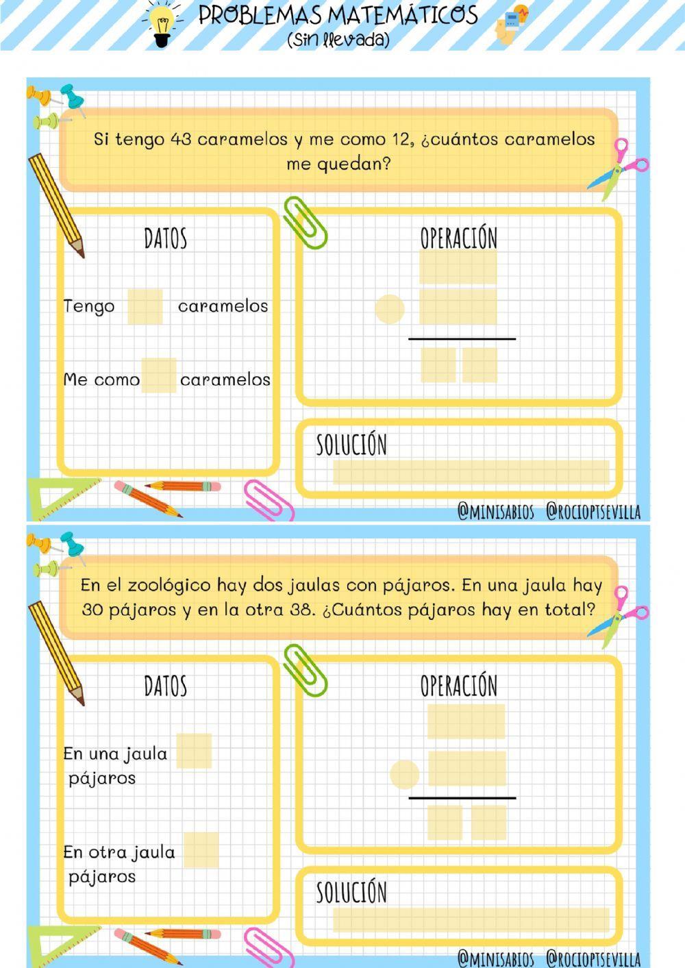 Problemas matemáticas sin llevada