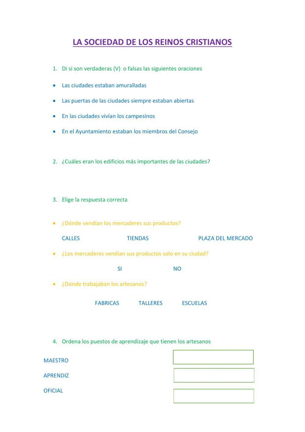 La sociedad de los reinos cristianos
