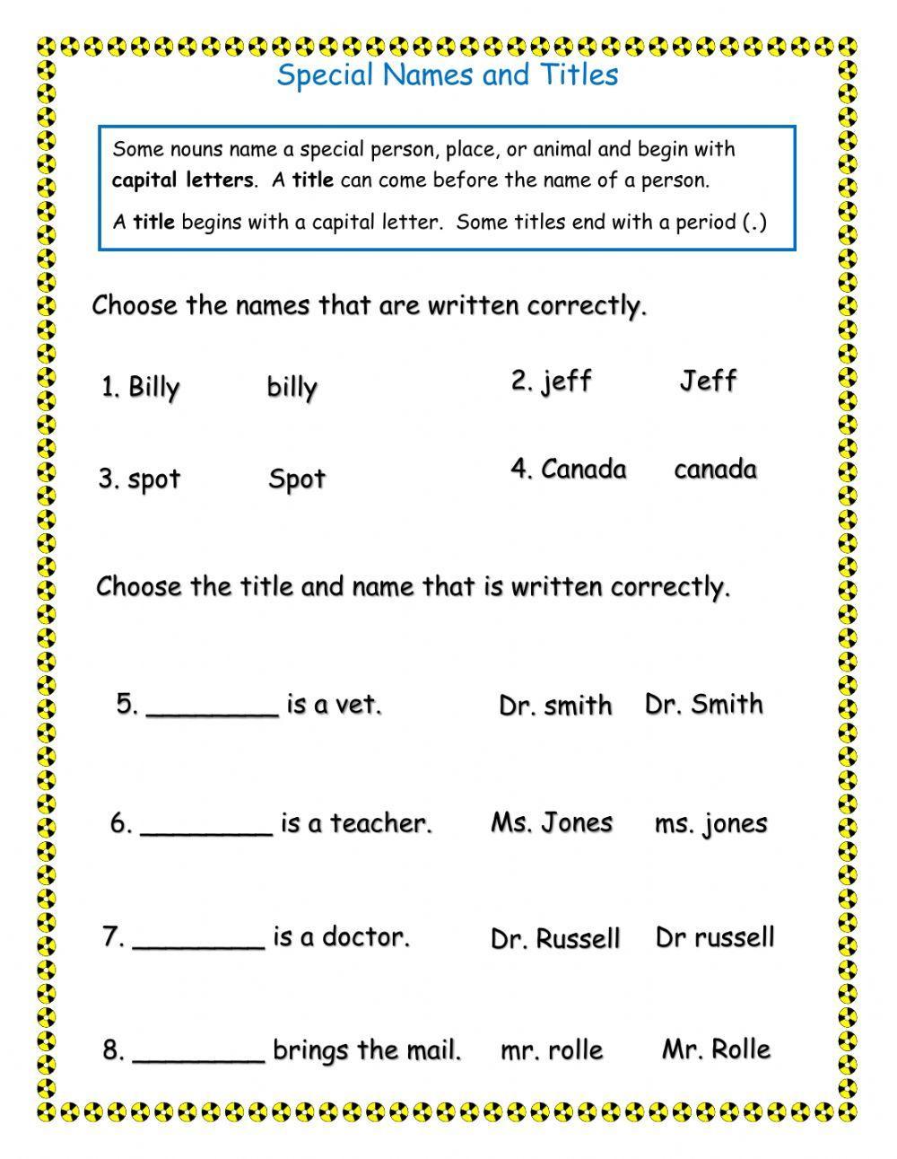 Special names and Titles Special names and Titles