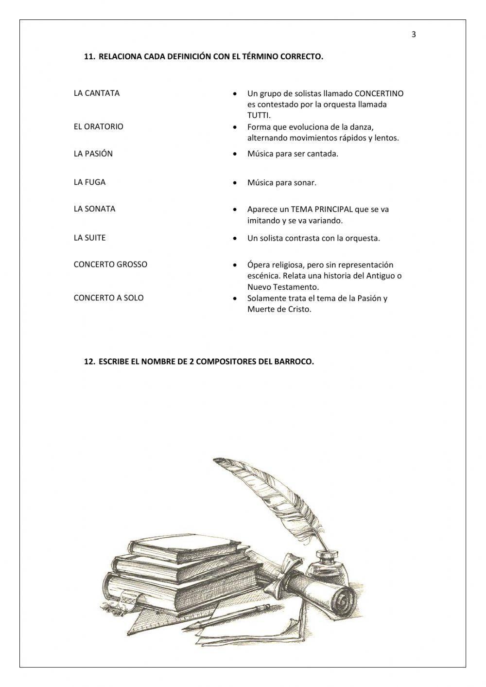 Examen 2º eso la música en el Barroco