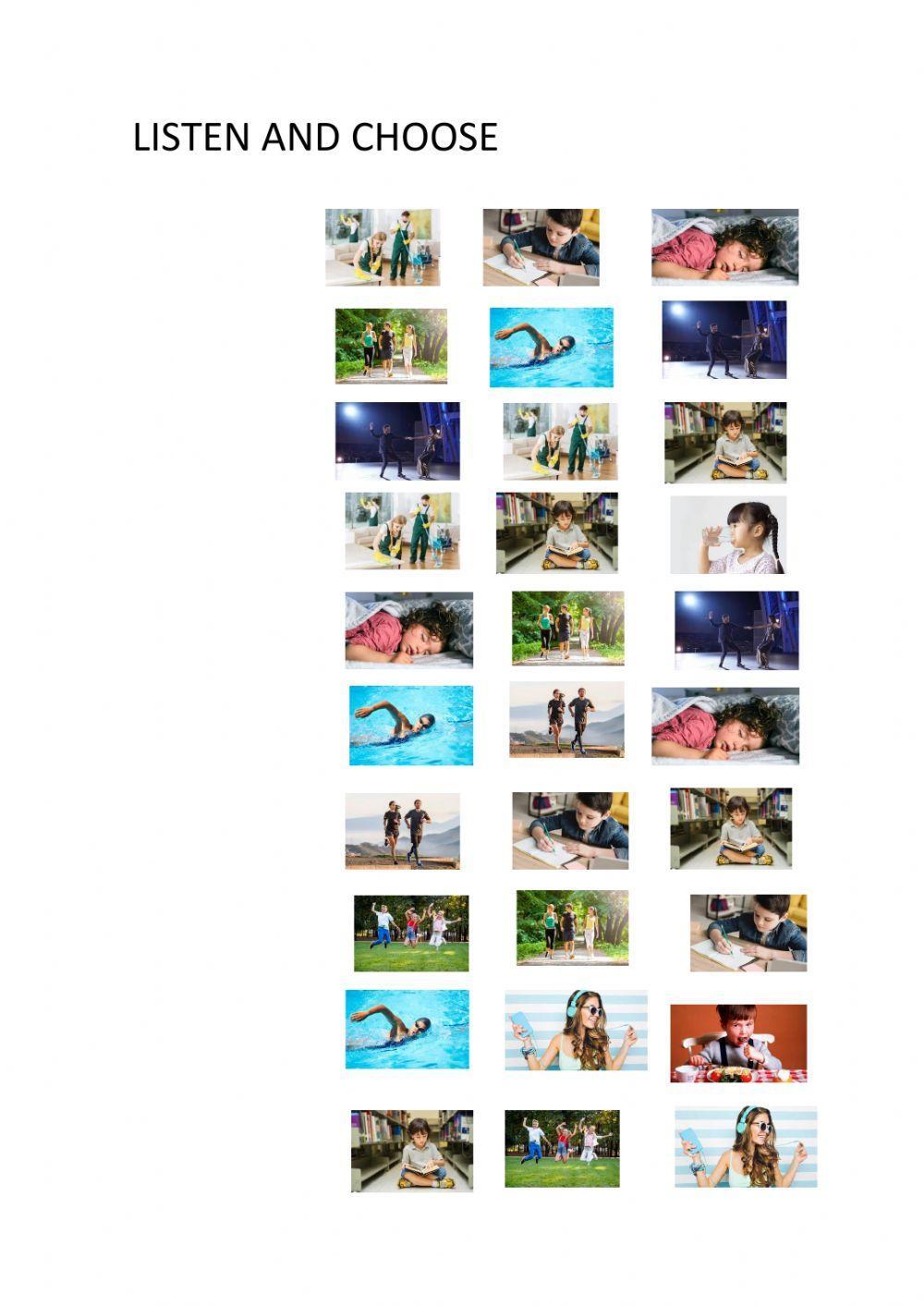 Listen and choose. Actions