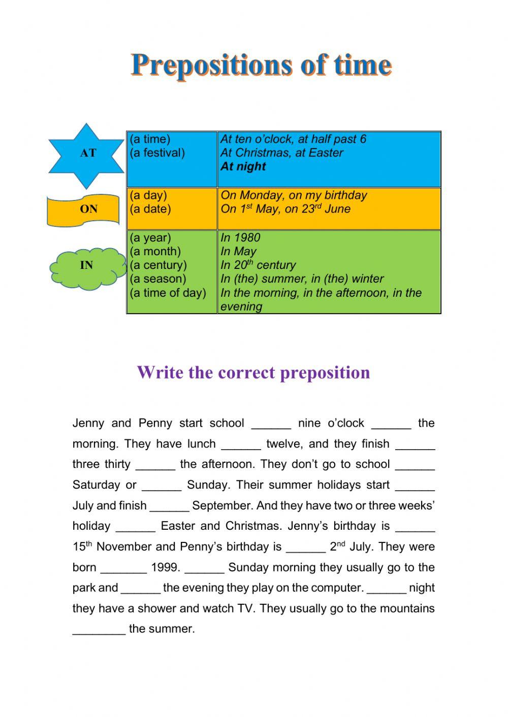 Prepositions of time
