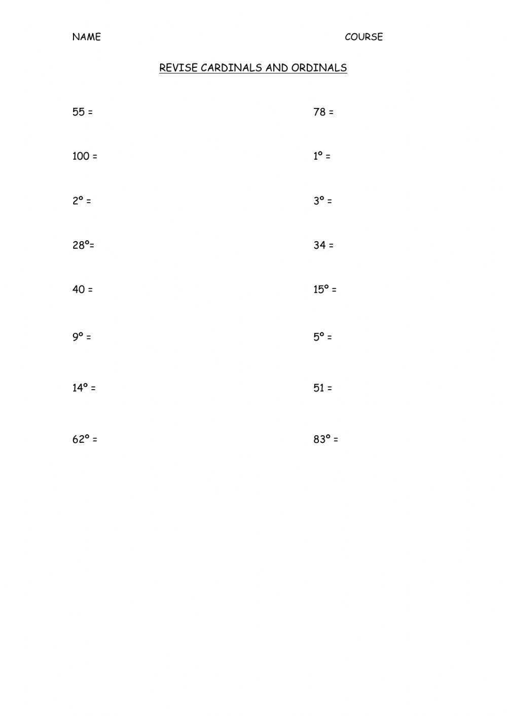 CARDINALS AND ORDINALS