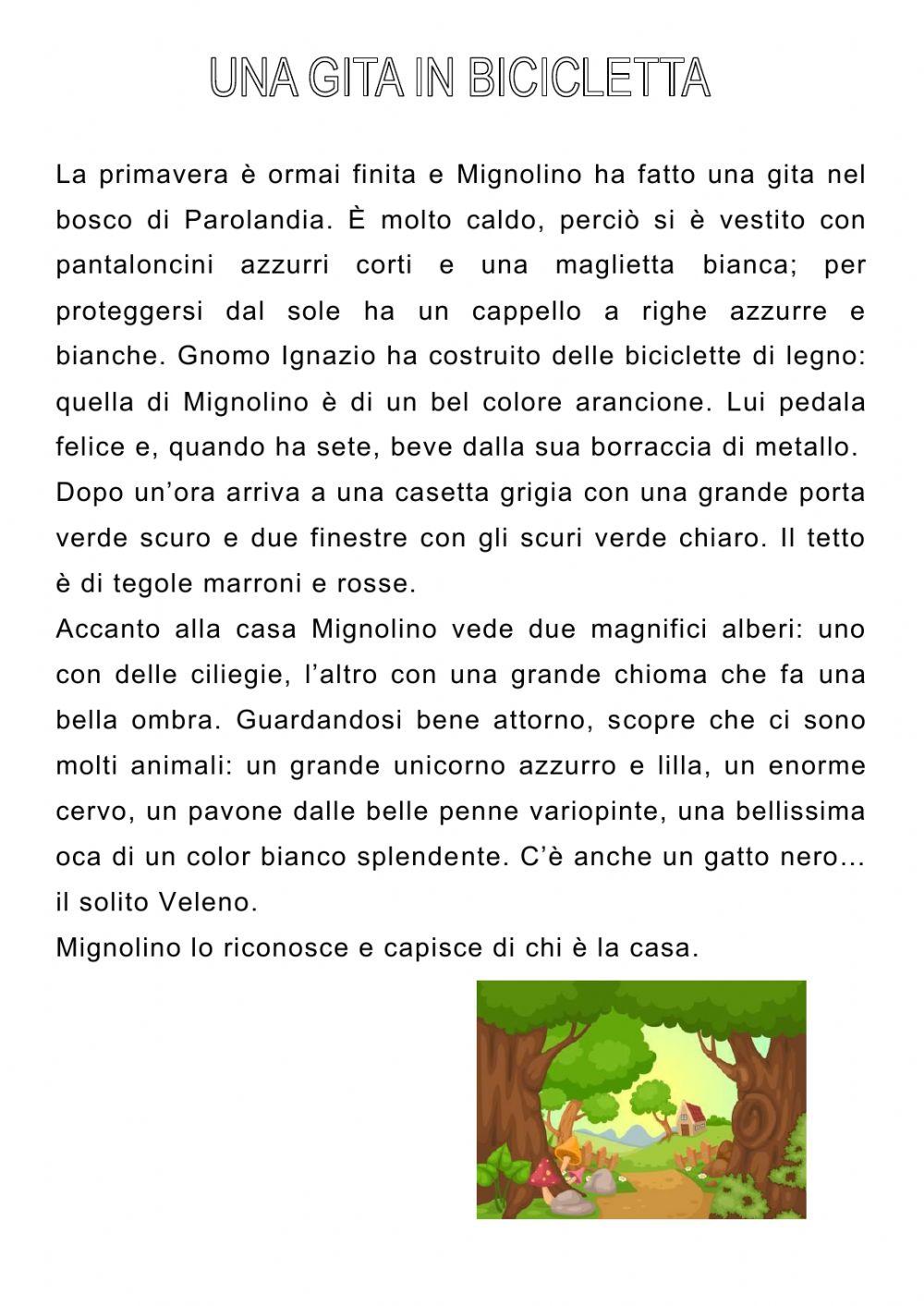 Lettura e comprensione: gita Mignolino