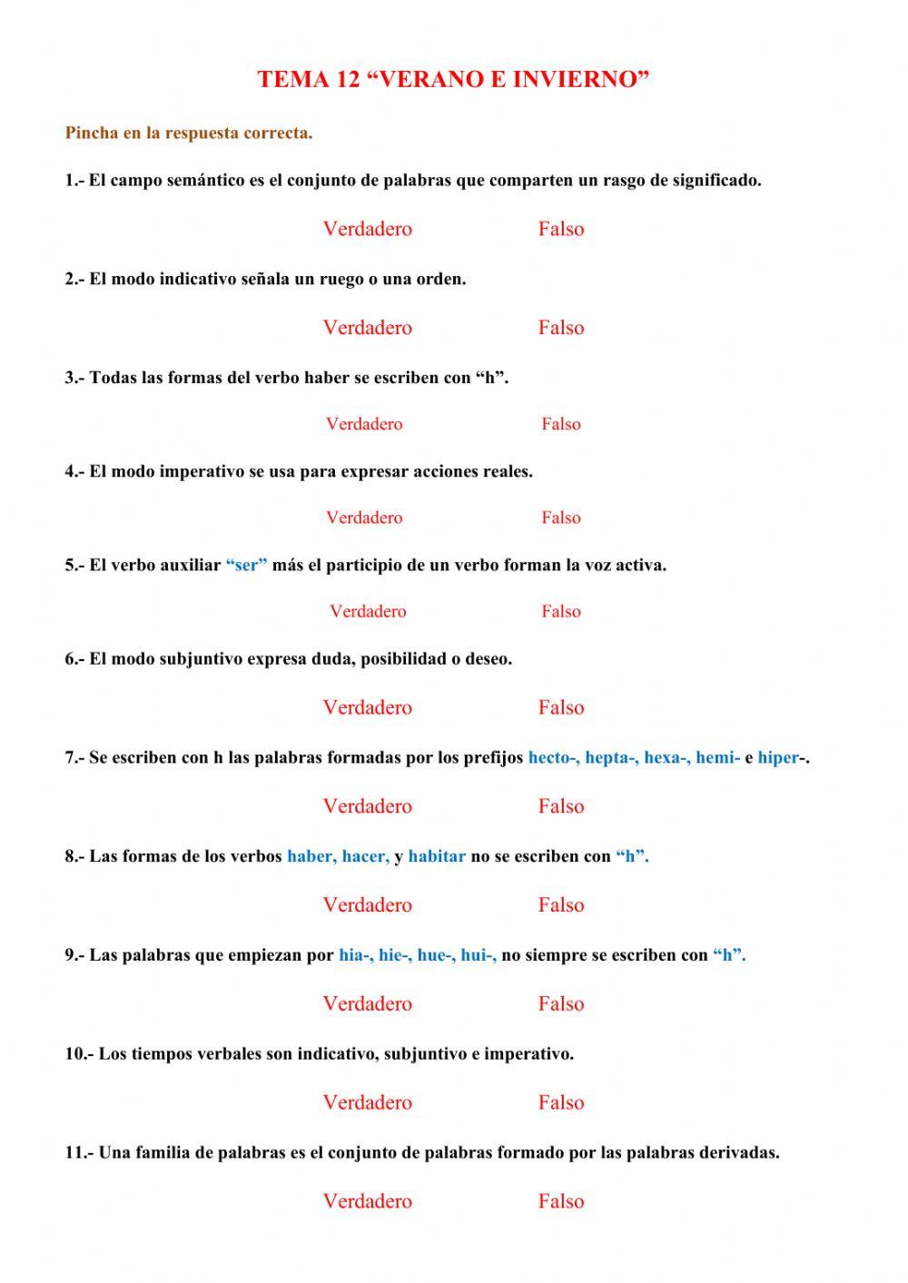 Tema 12. tiempos verbales y familia de palabras