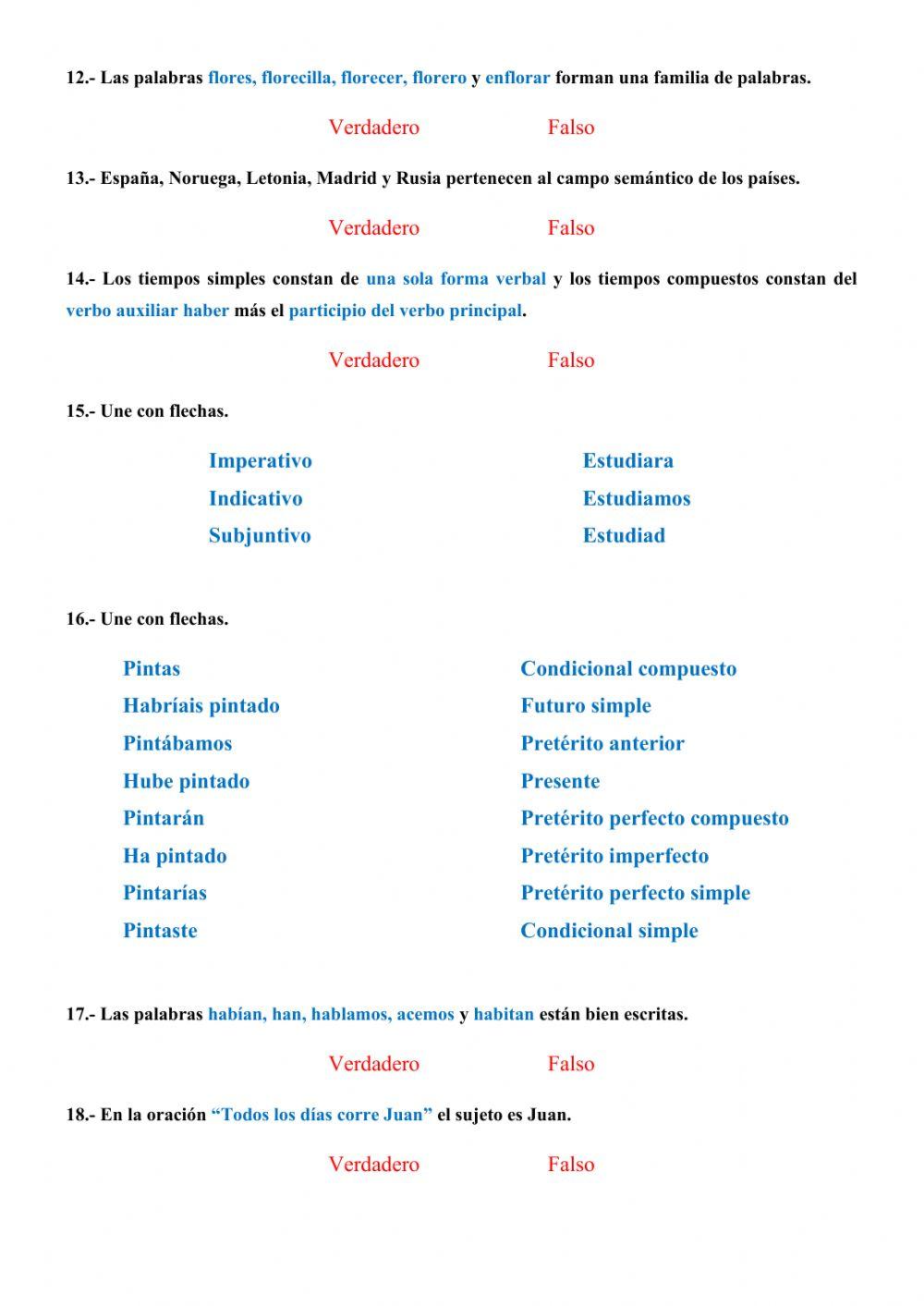 Tema 12. tiempos verbales y familia de palabras