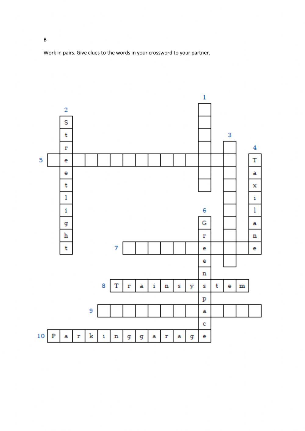 Half a crossword: Compound Nouns B