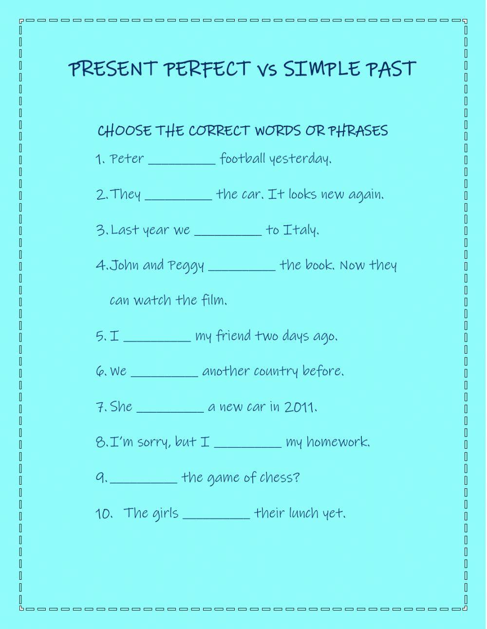 PRESENT PERFECT vs SIMPLE PAST