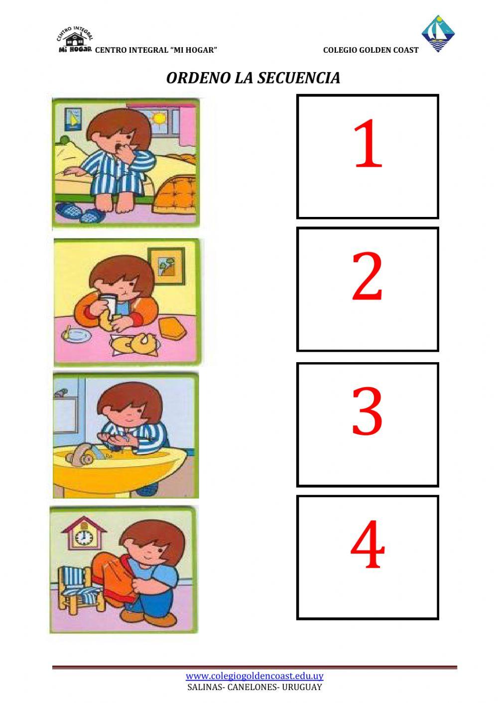 ordeno la secuencia 4 fichas